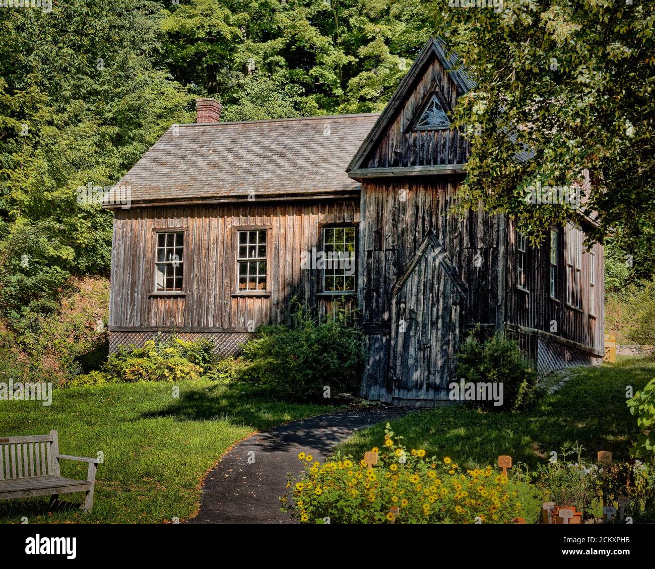 L'école d'été pour adultes fondée en 1879 a été construite sur les idéaux de l'Académie de Platon. Il s'assit sur la colline derrière Orchard House (maison de Louisa May Alcott) Banque D'Images