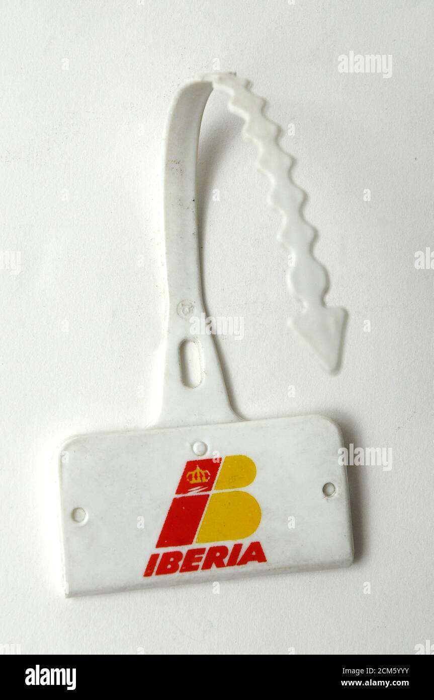 Étiquette d'identification de bagages, compagnies aériennes espagnoles, Iberia Banque D'Images