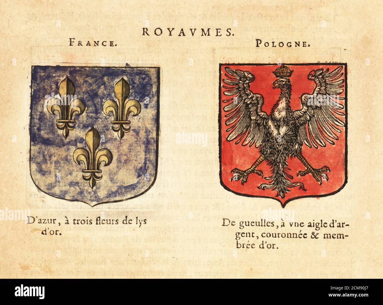 Armoiries du Royaume de France avec trois fleurs de lys, et du Royaume