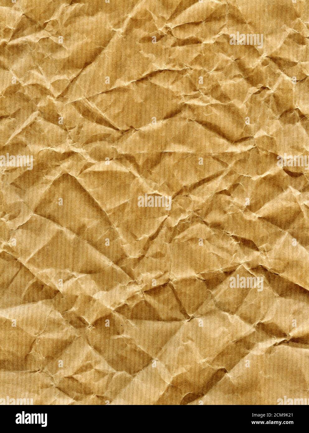 À rayures texturées emballage froissé papier fond brun Banque D'Images