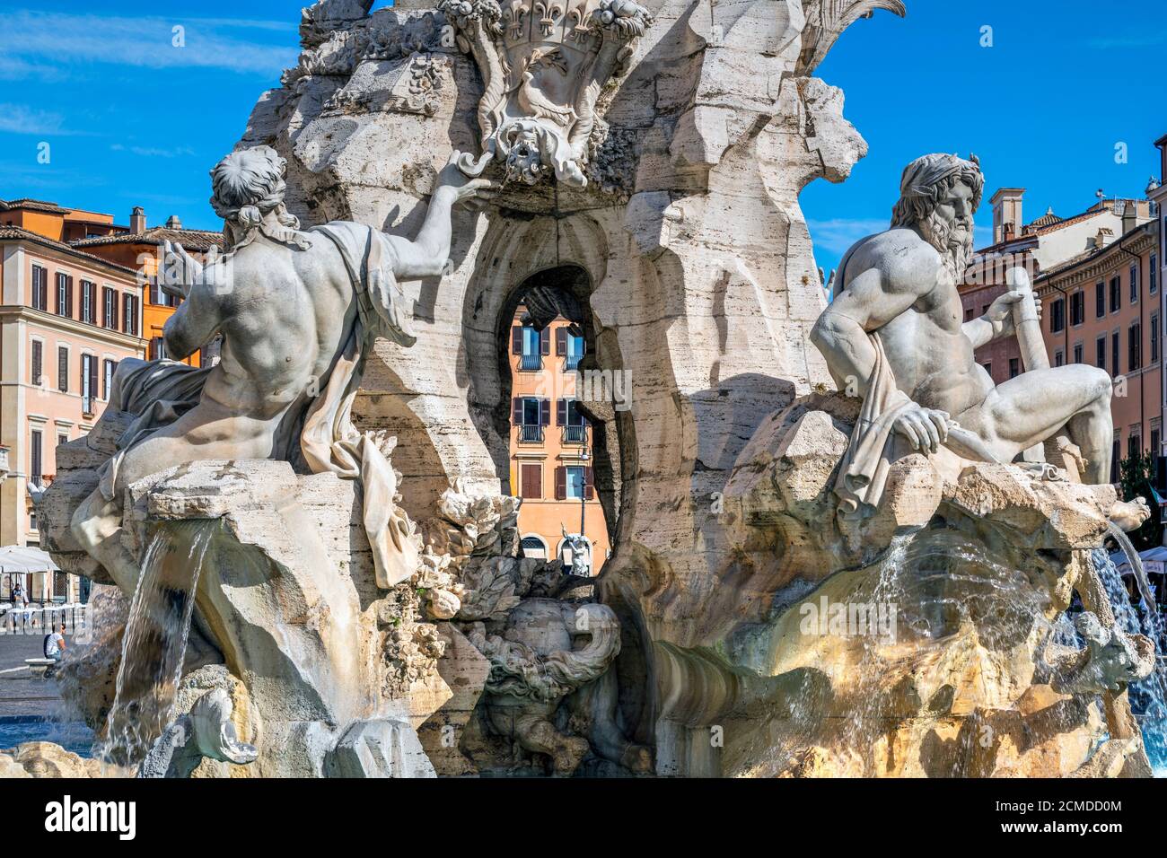 Fontana dei Quattro Fiumi ou Fontaine des quatre fleuves, Piazza Navona, Rome, Lazio, Italie Banque D'Images