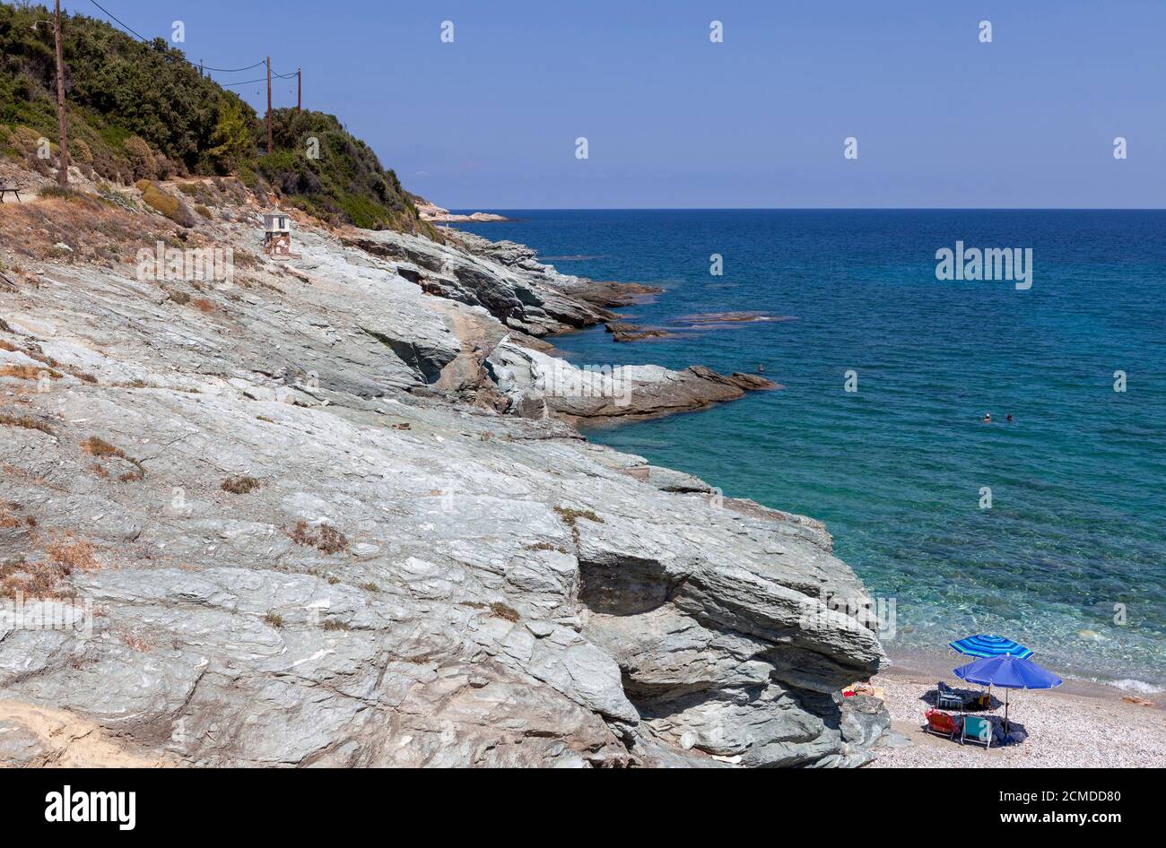 Plages de Grèce, Plage de Mourtias, près du village de Promyri, Pélion, district de Volos, Grèce Banque D'Images