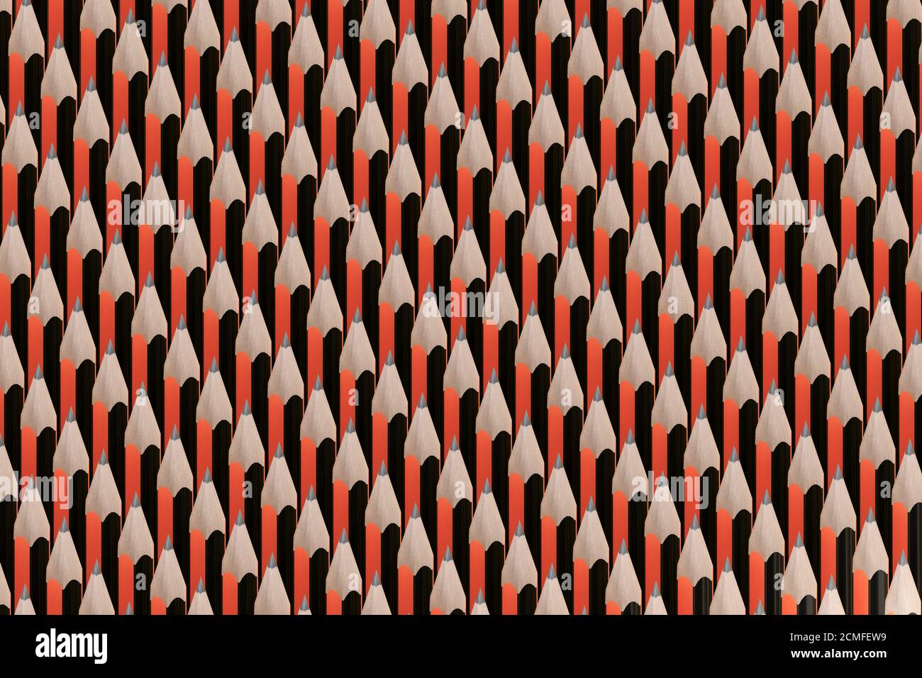 Crayons graphite rouge et noir fond de motif. illustration 3d. Banque D'Images