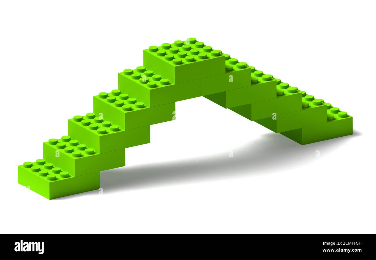 Les blocs de construction verts pontent la 3d isolée sur blanc, avec ombre portée Banque D'Images
