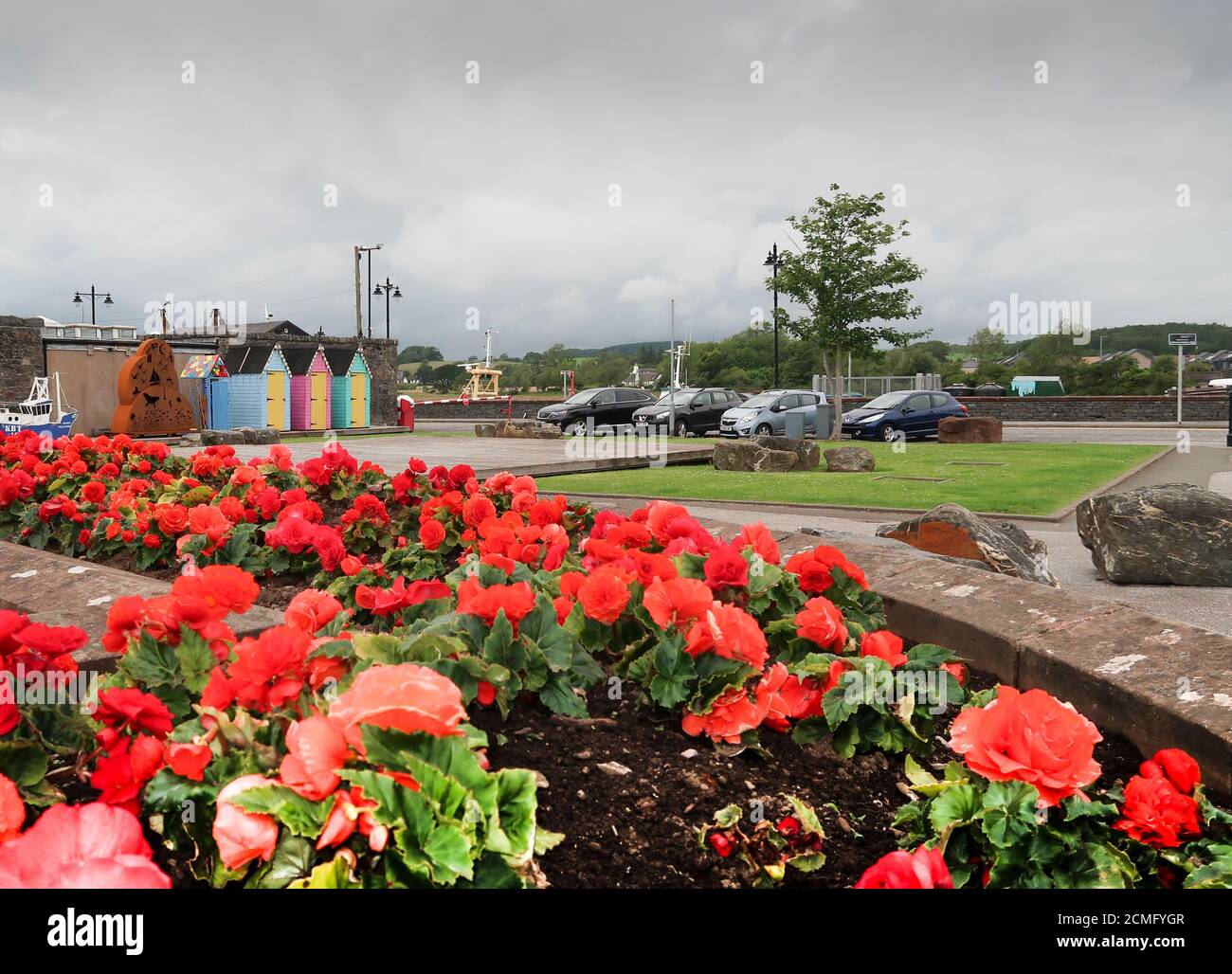 Parking Kirkcudbright Harbor Square Banque D'Images