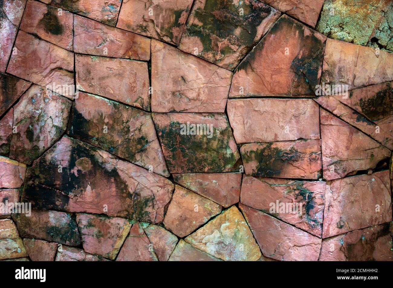 Fond de pierre cassé surface mixte marron Banque D'Images
