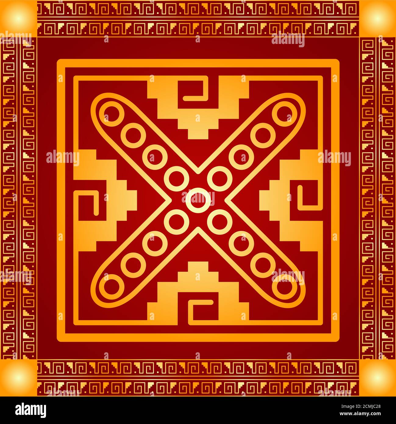 Ensemble de décorations symboliques pour les indiens d'Amérique, les Mayas et les aztèques Banque D'Images