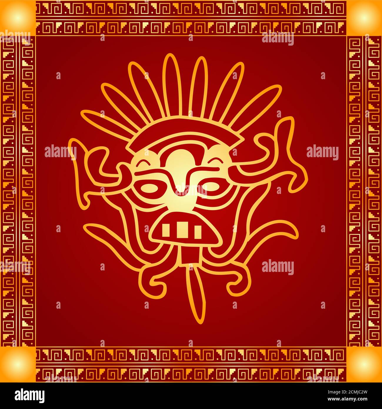 Ensemble de décorations symboliques pour les indiens d'Amérique, les Mayas et les aztèques Banque D'Images