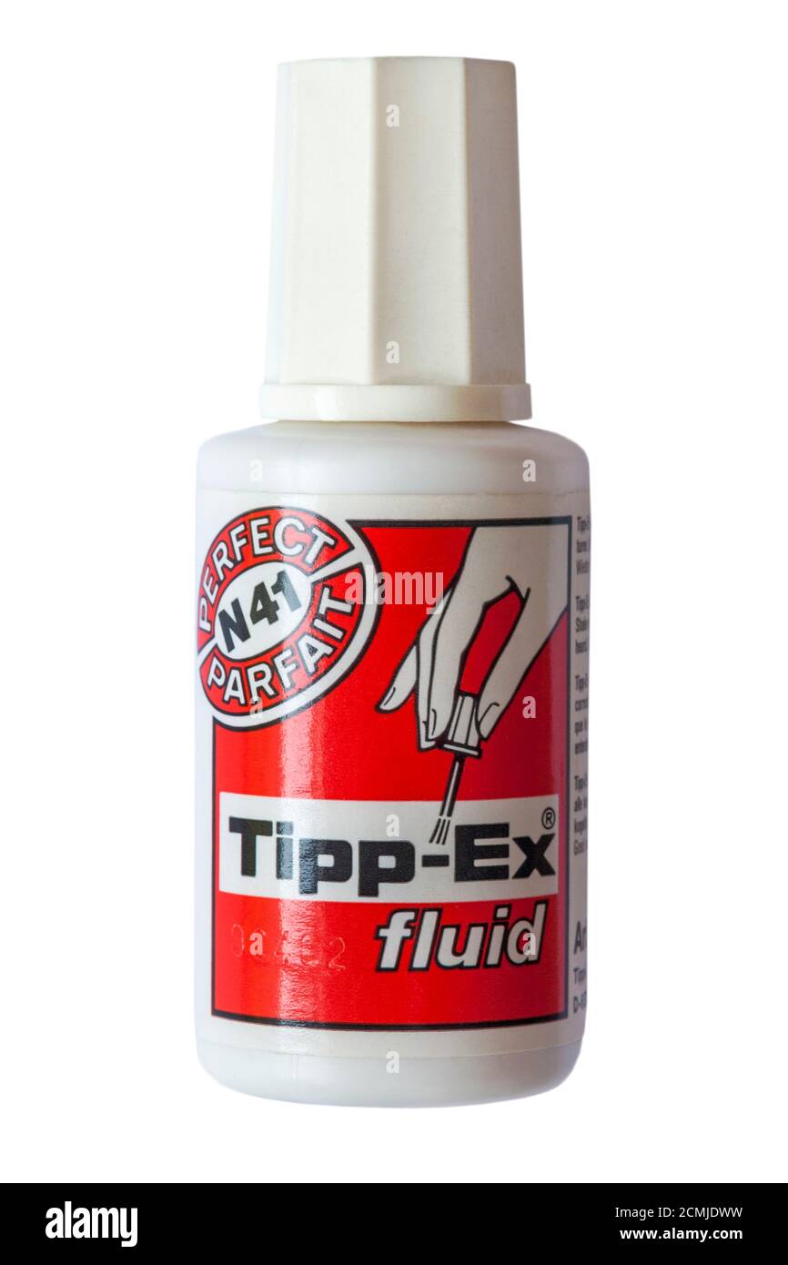 Liquide TIPP-ex Tippex isolé sur fond blanc Photo Stock - Alamy