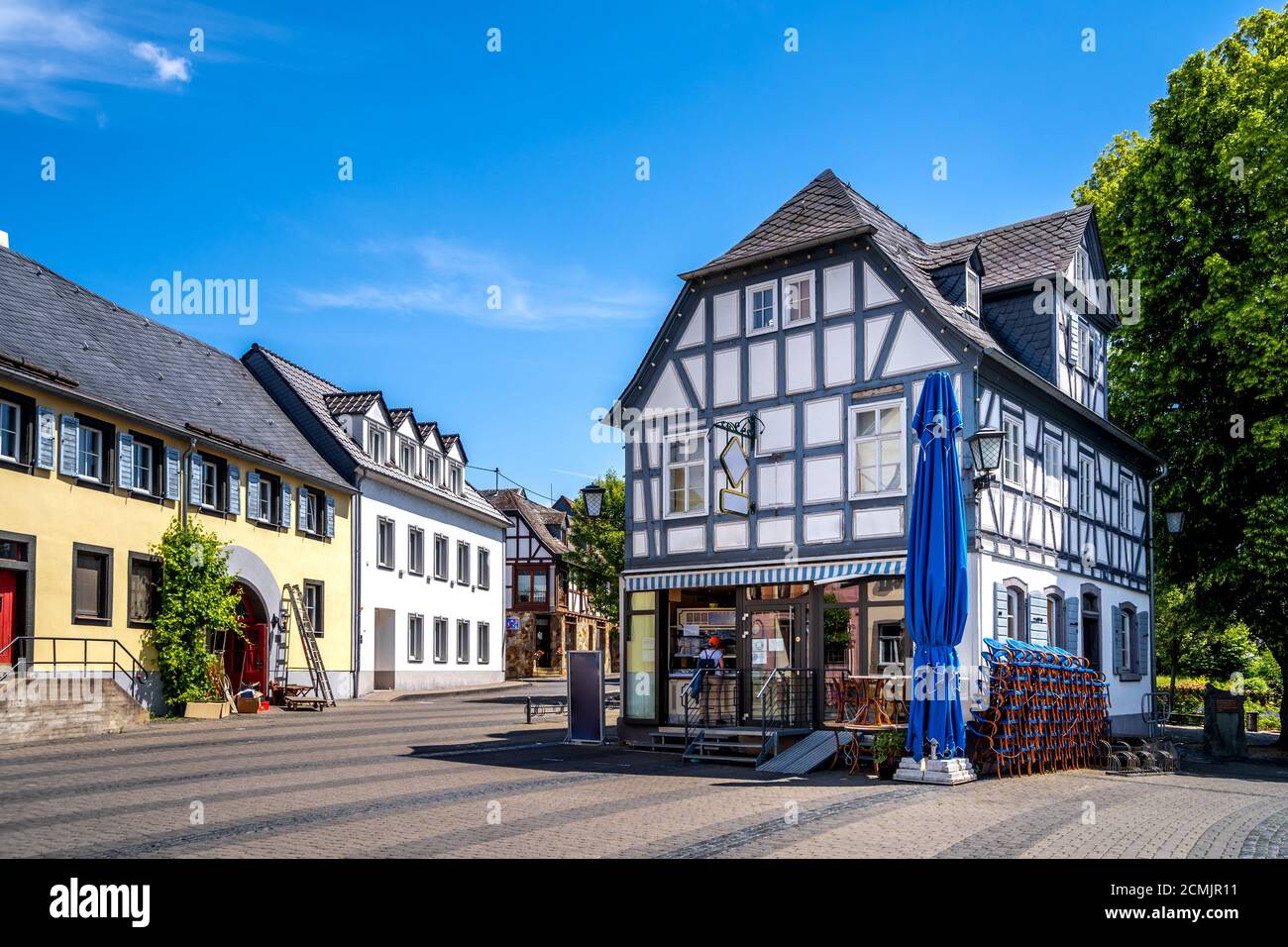 Hôtel de ville et marché, Engers, Neuwied, Allemagne Banque D'Images