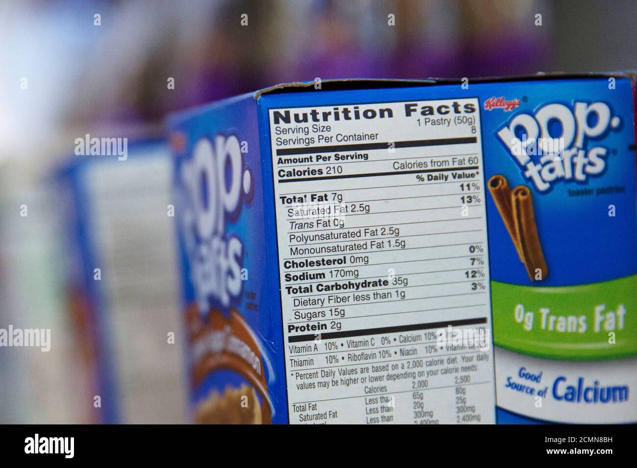 The Nutrition Facts label is seen on a box of Pop Tarts at a ...