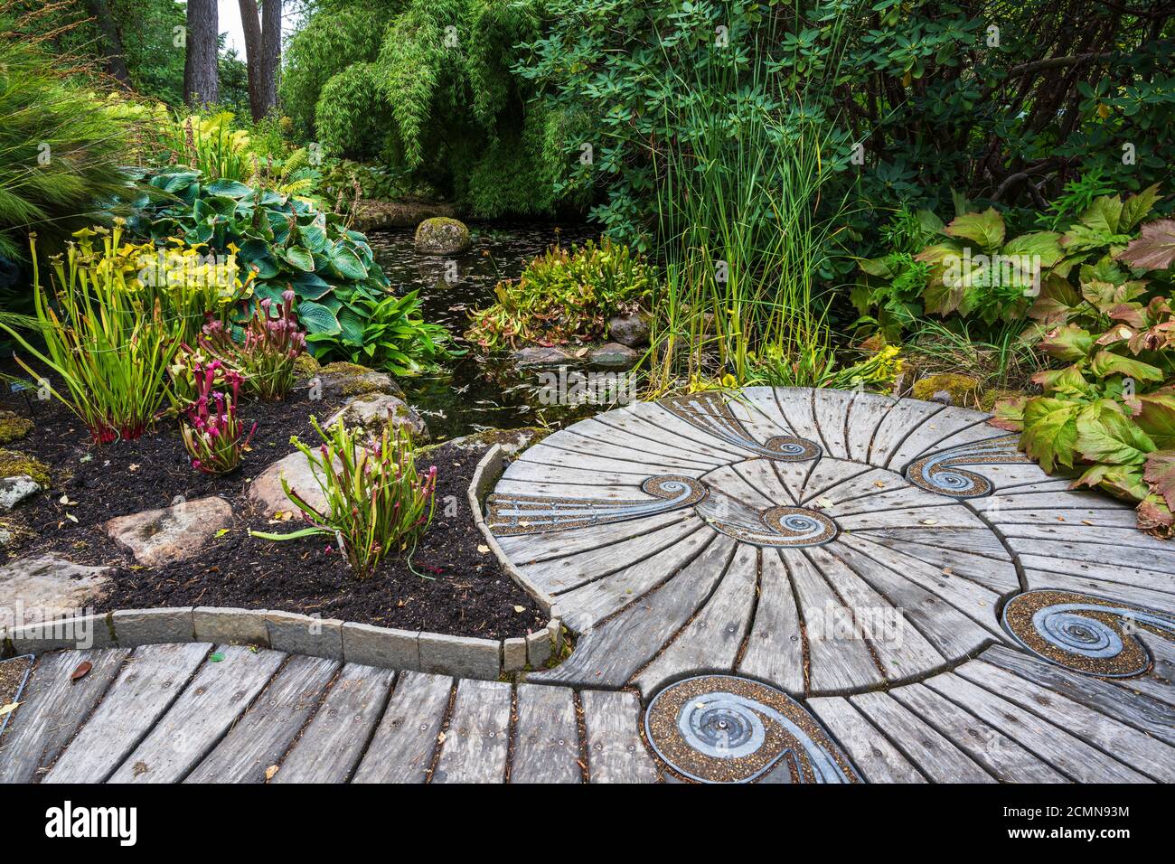 Zen Garden à Inverewe Garden, Poolewe, Wester Ross, Écosse, Royaume-Uni Banque D'Images