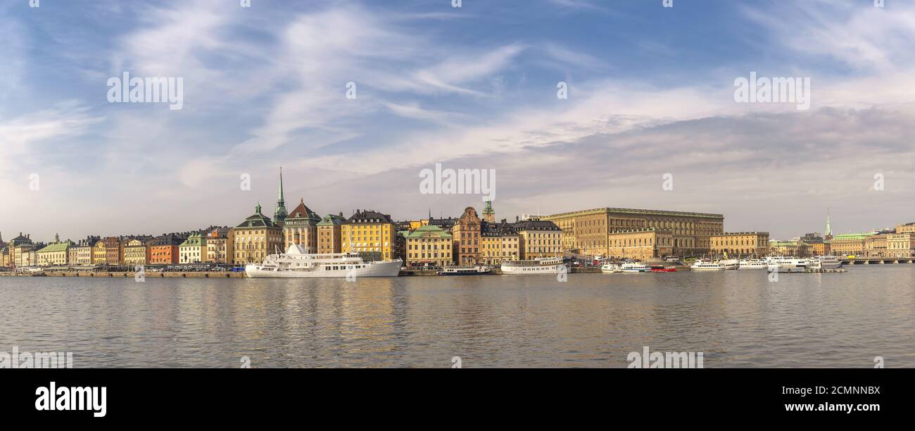 La ville de Stockholm skyline panorama à Gamla Stan et Palais Royal de Stockholm, Suède Banque D'Images