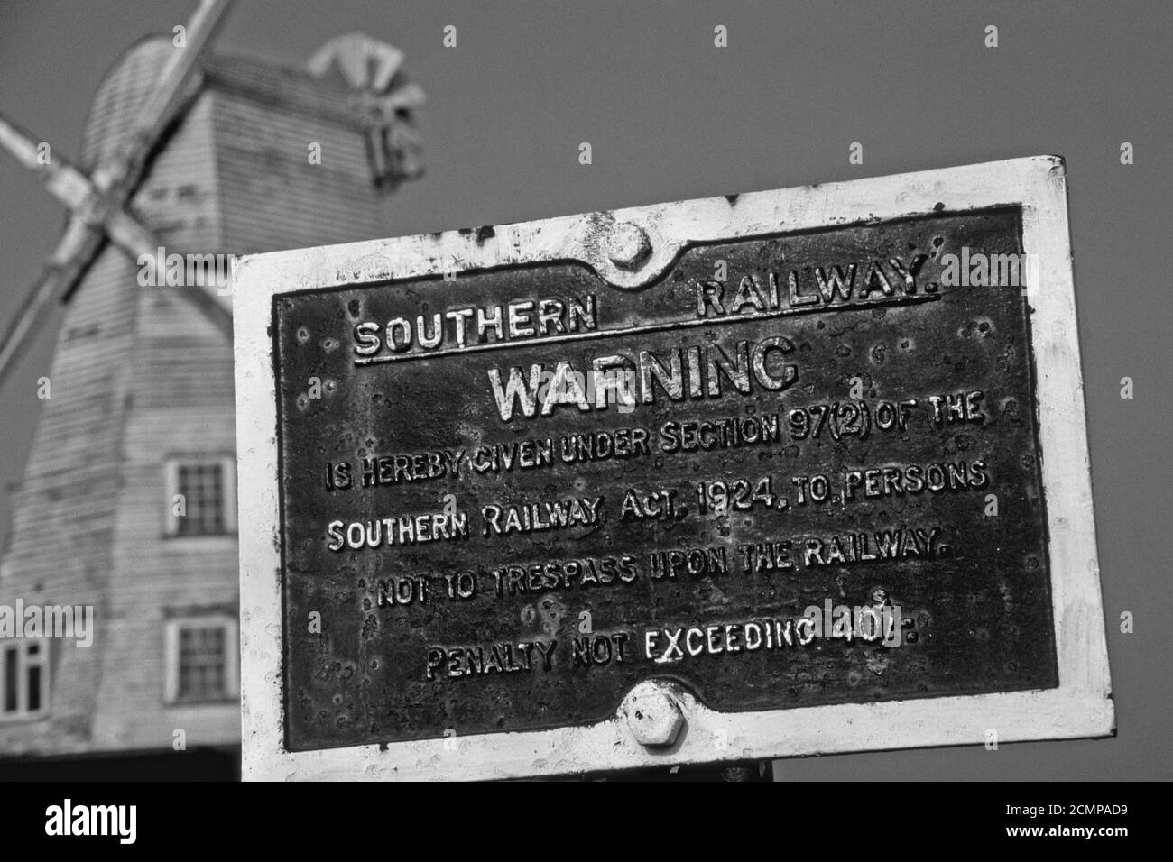 Panneau d'avertissement de Southern Railway, Rye, East Sussex Banque D'Images