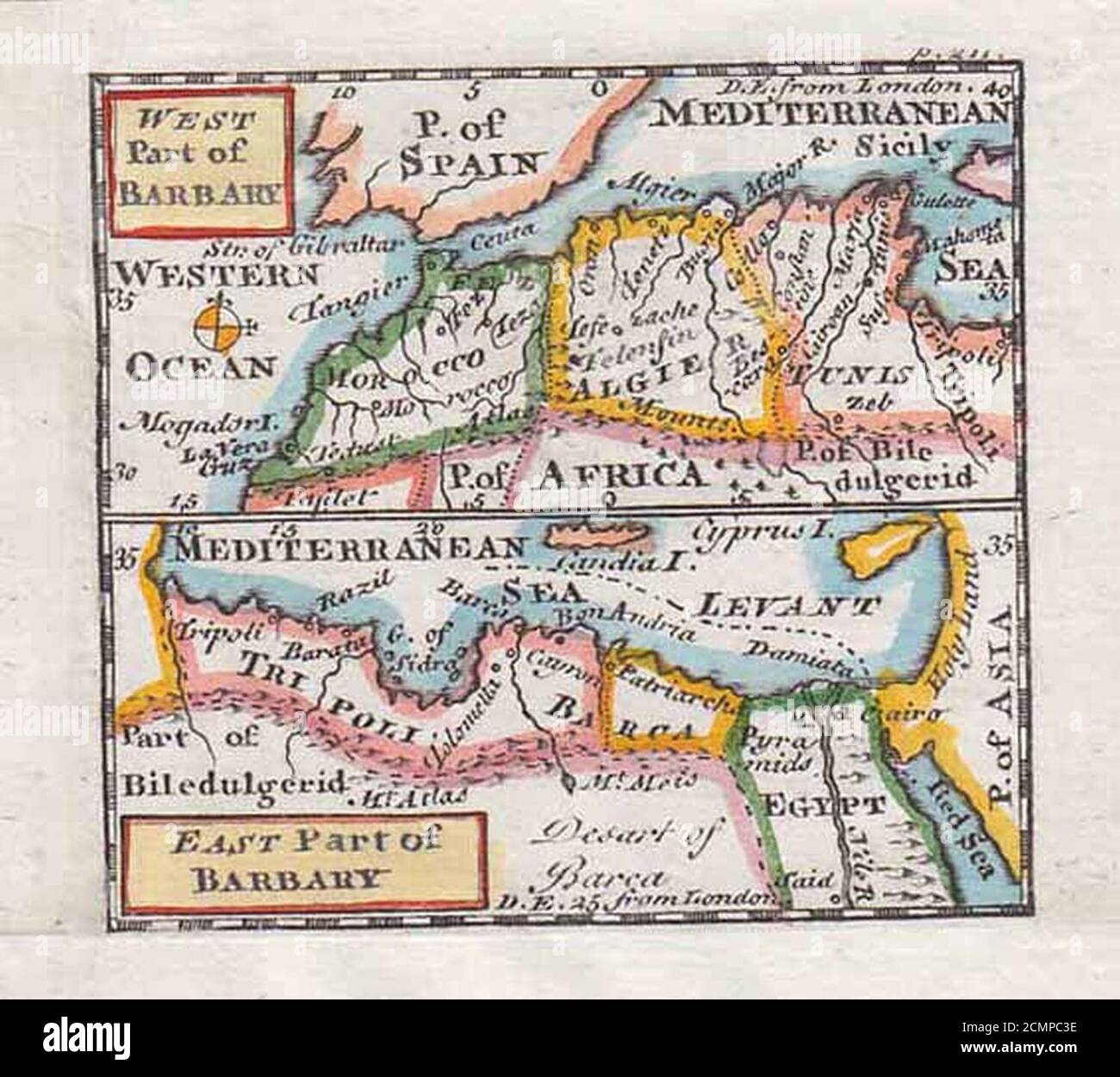 John Cowley carte de l'Afrique du Nord. Banque D'Images