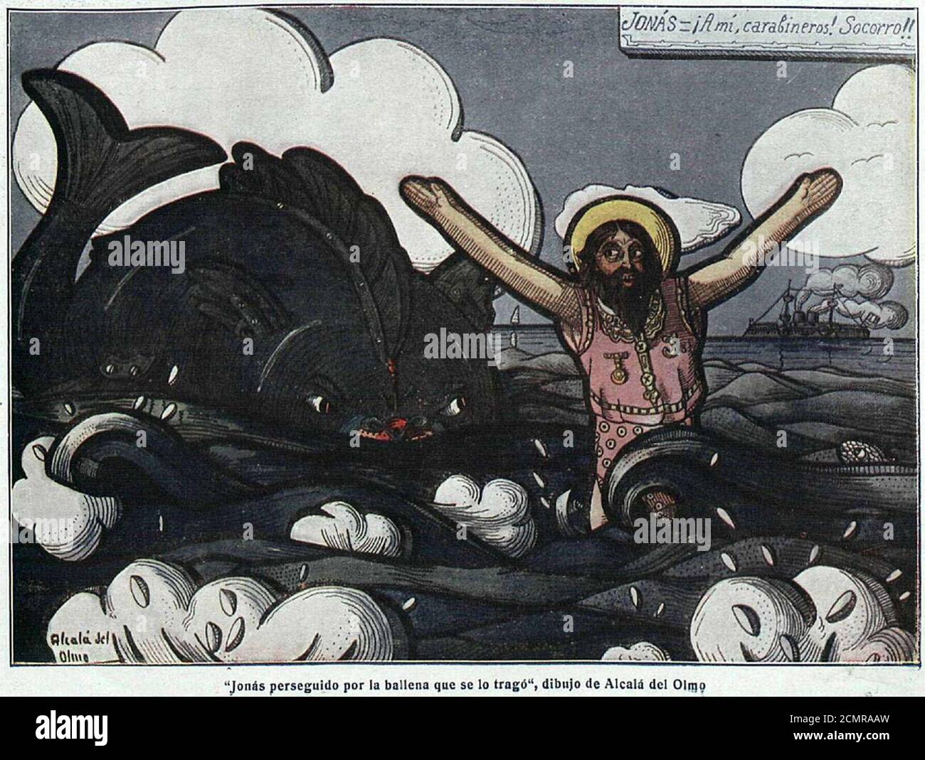 Jonás perseguido por la ballena que se le tragó, de Juan Alcalá del Olmo. Banque D'Images