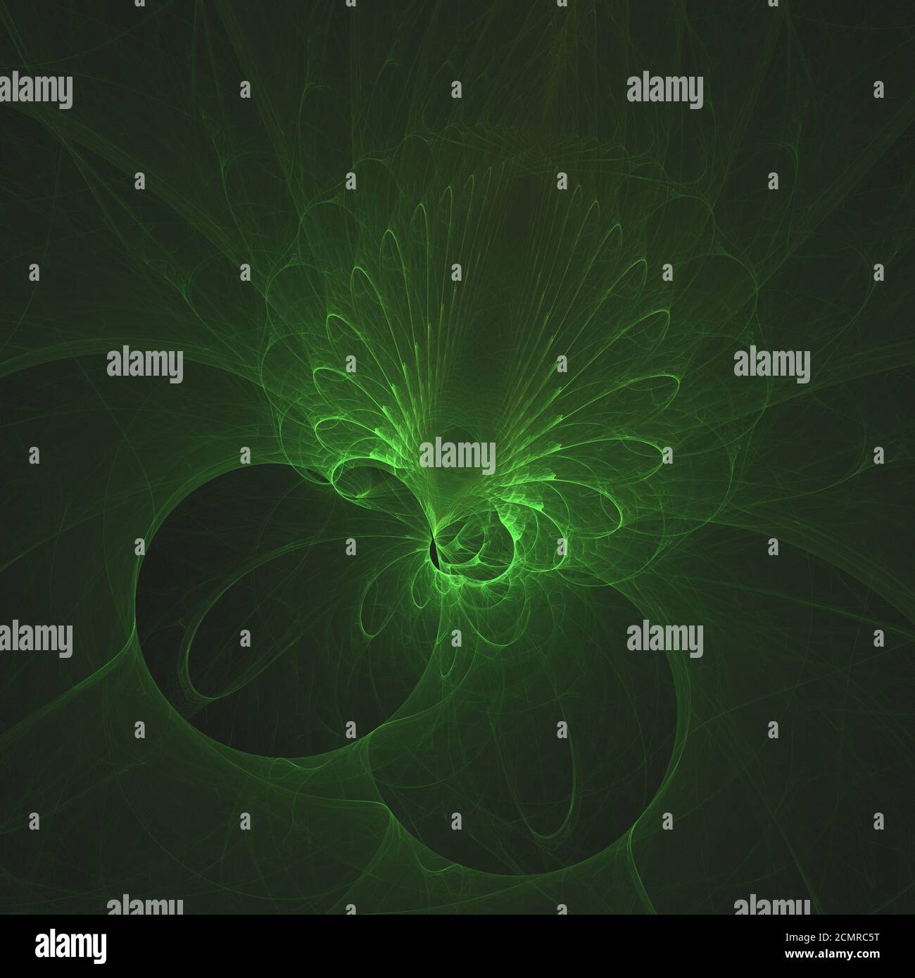 Courbe verte ligh rougeoyant sur les lignes d'énergie Résumé fond sombre univers de l'espace. Illustration Banque D'Images