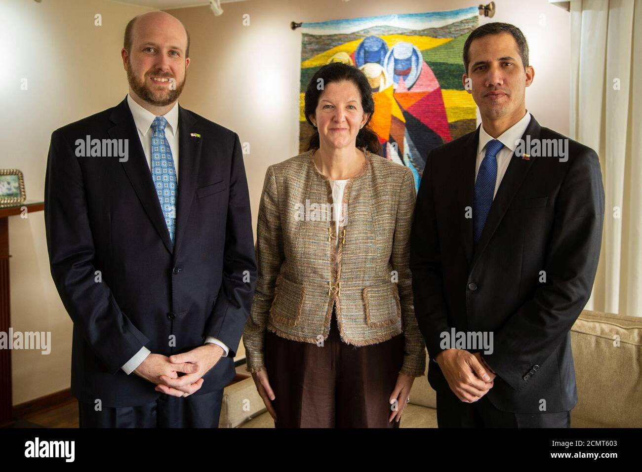 Juan Guaidó na embaixada americana no Brasil. Banque D'Images