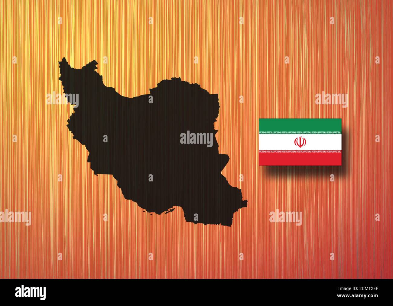 Carte et drapeau de l'Iran, pays en Asie, sur fond de bois, illustration 3D Banque D'Images