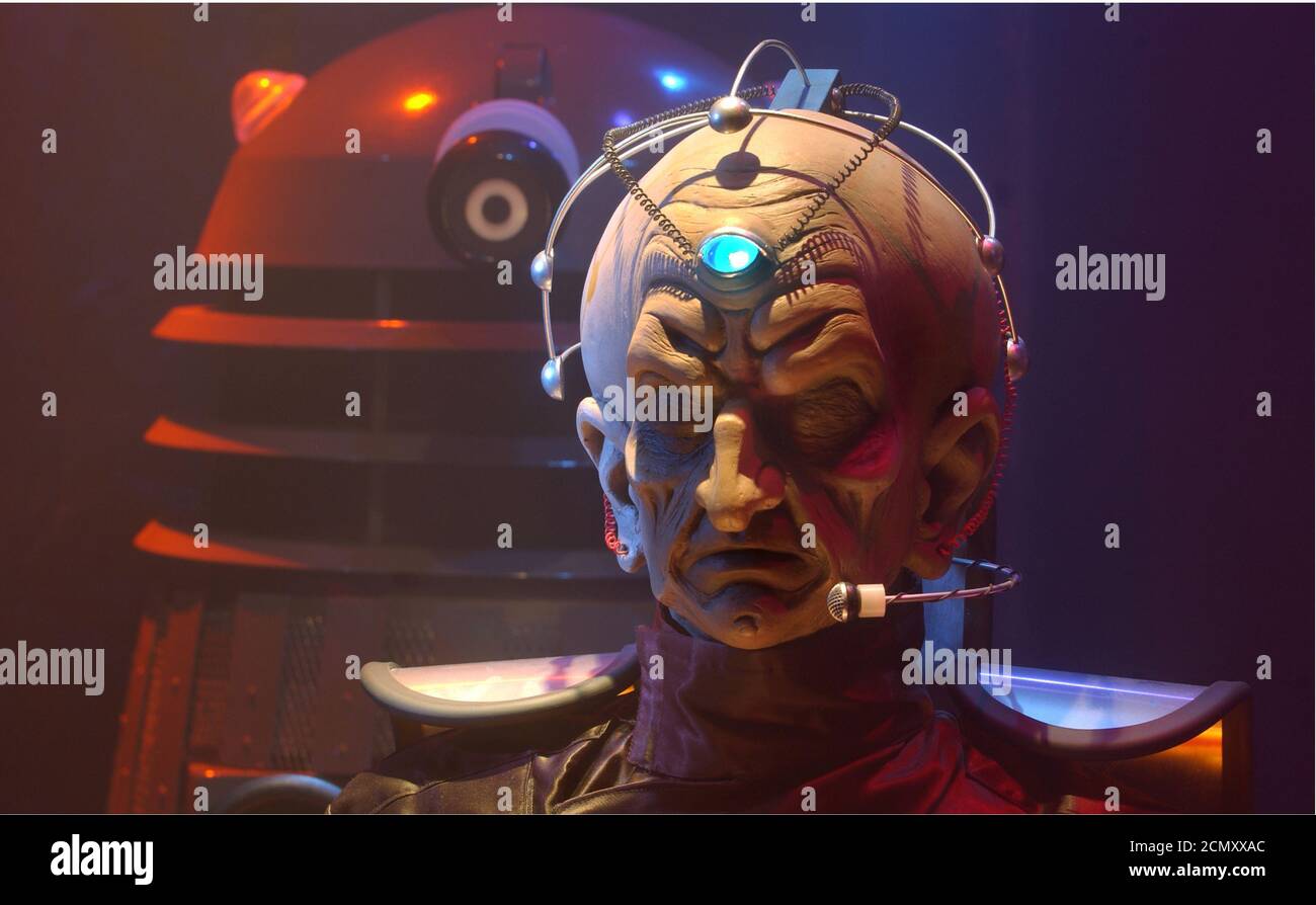 Davros - créateur des Daleks, vu d'abord dans la « Genèse des Daleks » dans les années 1970, avec Tom Baker jouant le Doctor Who de Timelord. Un gris et noir Banque D'Images