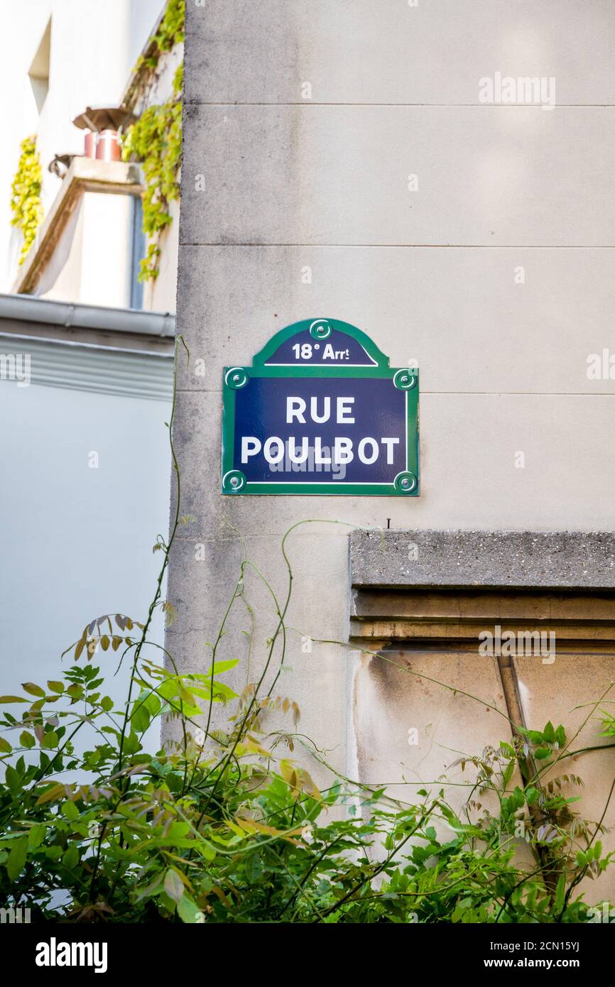 Rue Poulbot, Paris, France Banque D'Images