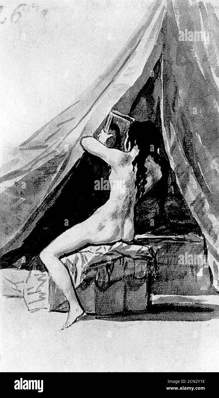 Joven desnuda mirándose al espejo (Goya). Banque D'Images