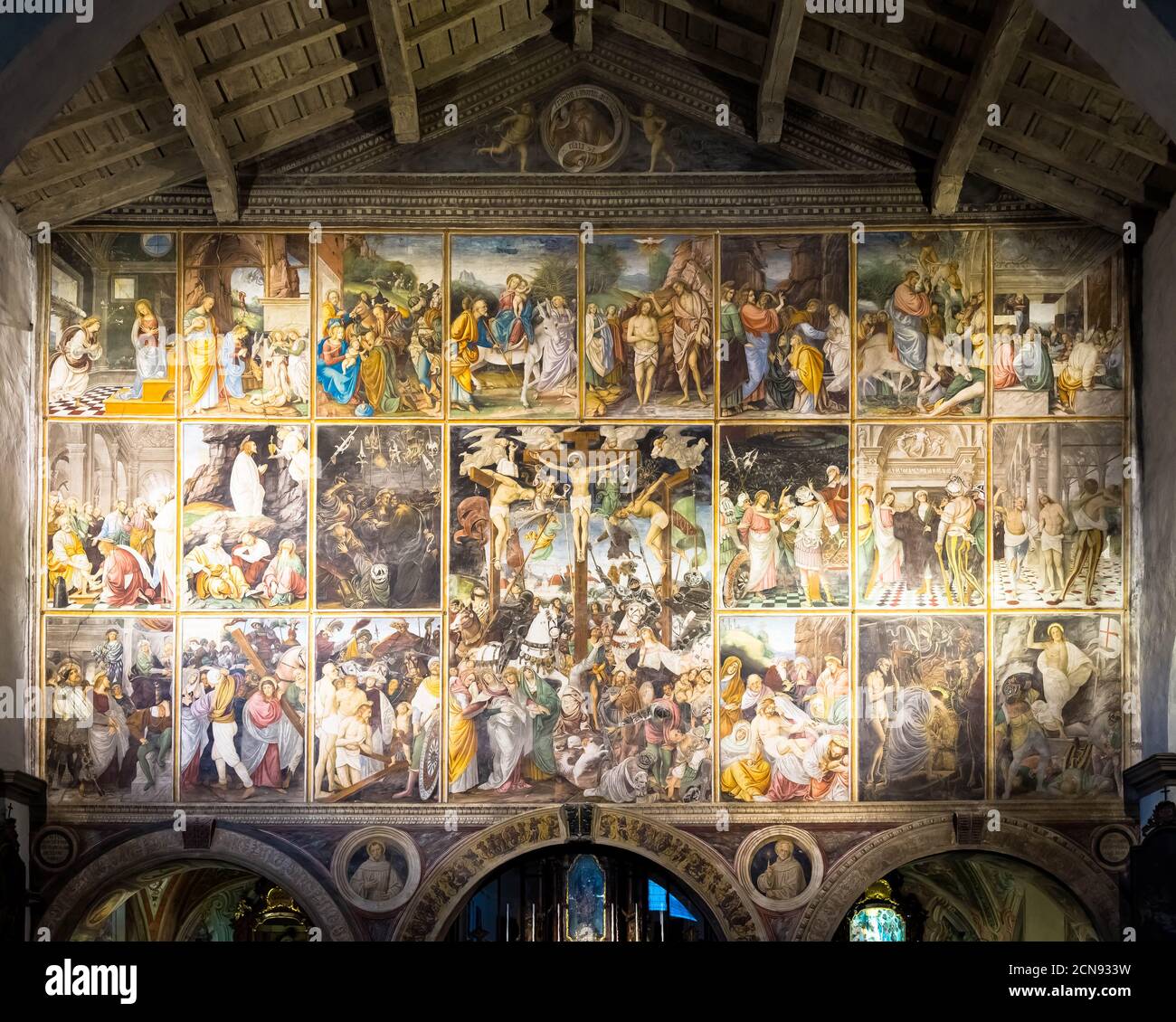 Chef-d'œuvre de la Renaissance italienne Parete Gaudenziana (mur de Gaudenziana) À Varallo - Italie Banque D'Images