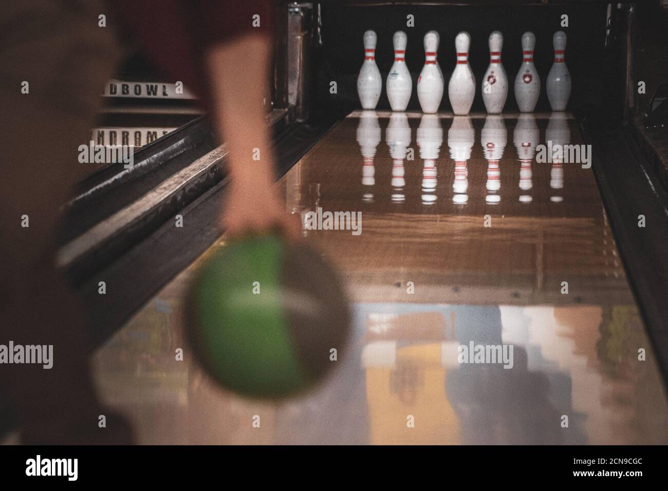 Image du jeu de bowling et de la piste de bowling Banque D'Images