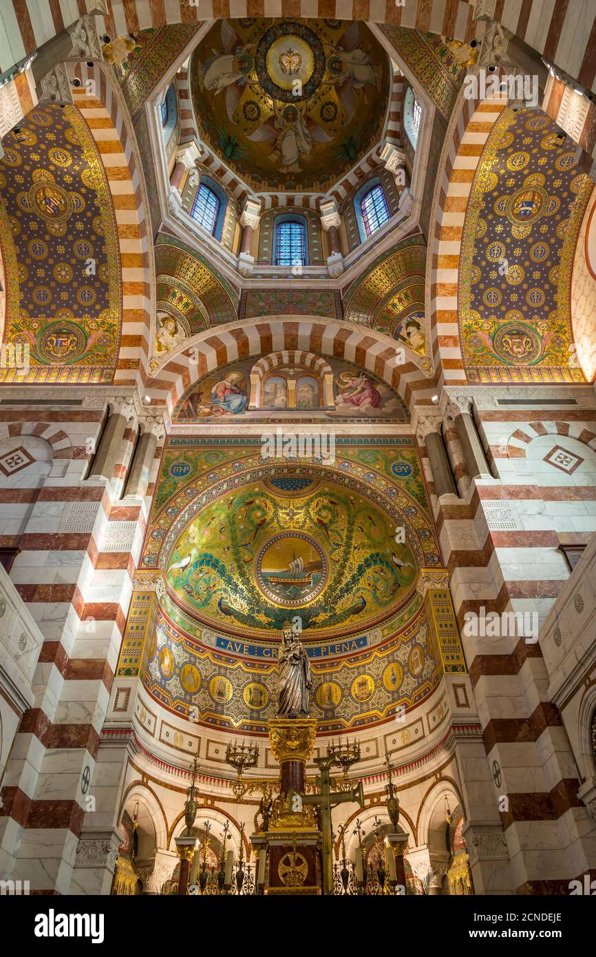 Intérieur de l'église notre Dame de la Garde, Marseille, Bouches du Rhône, Provence, France, Europe Banque D'Images