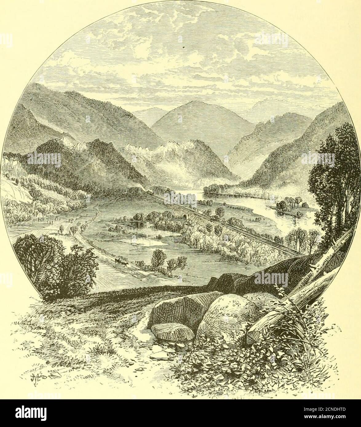 . Le chemin de fer de Pennsylvanie : son origine, sa construction, son état et ses connexions. Embrassant des avis historiques, descriptifs, et statistiques de villes, villes, villages, stations, industries, et objets d'intérêt sur ses différentes lignes en Pennsylvanie et au New Jersey . arethe travaillé en fabrication de verre, est quarried et préparé, employingquarante hommes,— l'expédition s'élevant à sept mille tonnes par an. Itcontient quatre églises, une banque, un public et trois hôtels. Population, 685.Newton Hamilton, cent et EN jacks narrows. Quatre-vingt-huit milles.—près de ce lieu theJuniata Banque D'Images