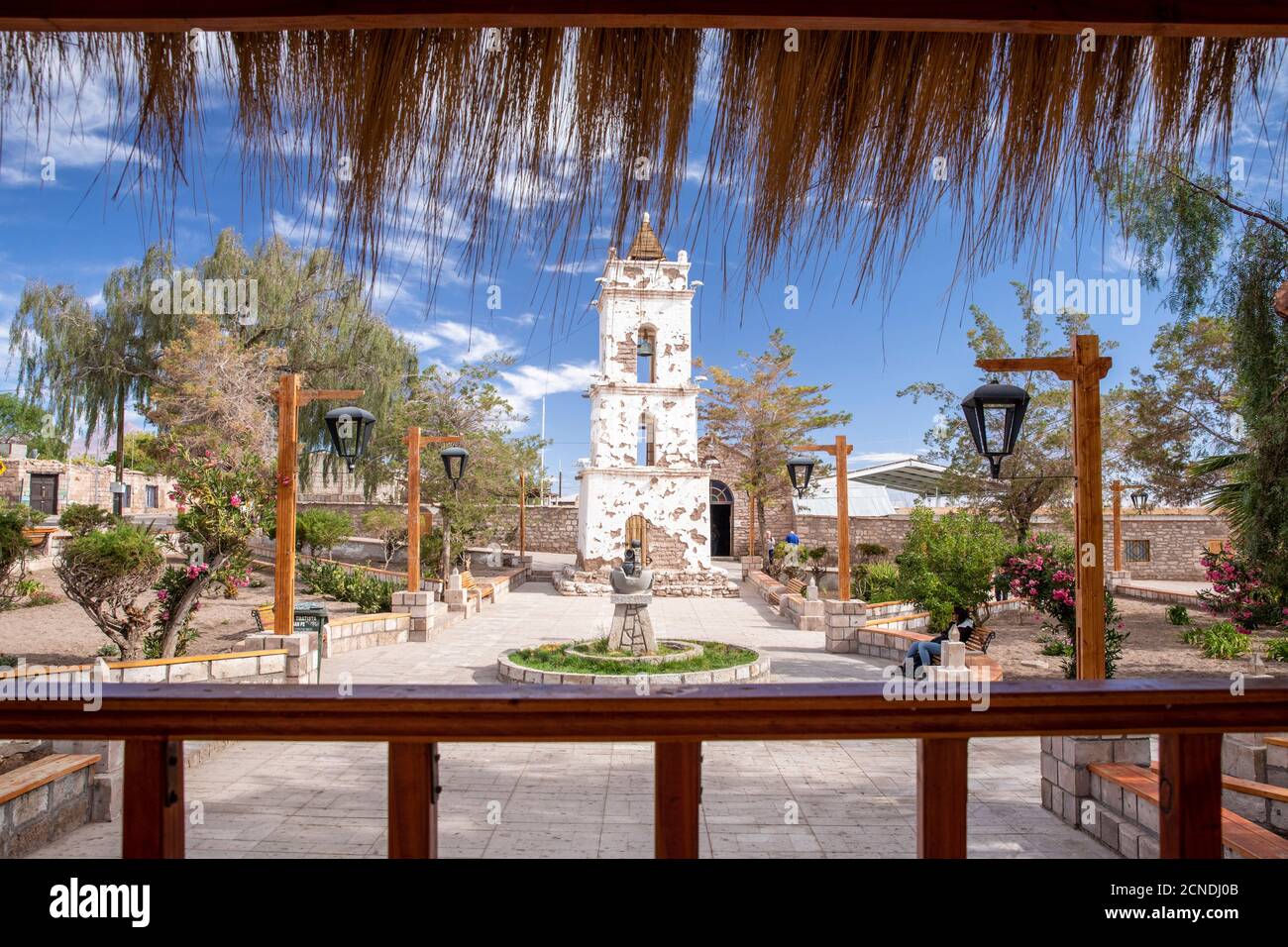 Une église datant des années 1750 dans le petit village de Toconao, province de San Pedro de Atacama, Chili Banque D'Images