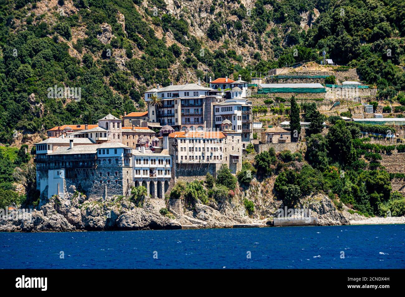 Monastère de Saint-Grégoire, site classé au patrimoine mondial de l'UNESCO, Mont Athos, Macédoine centrale, Grèce, Europe Banque D'Images