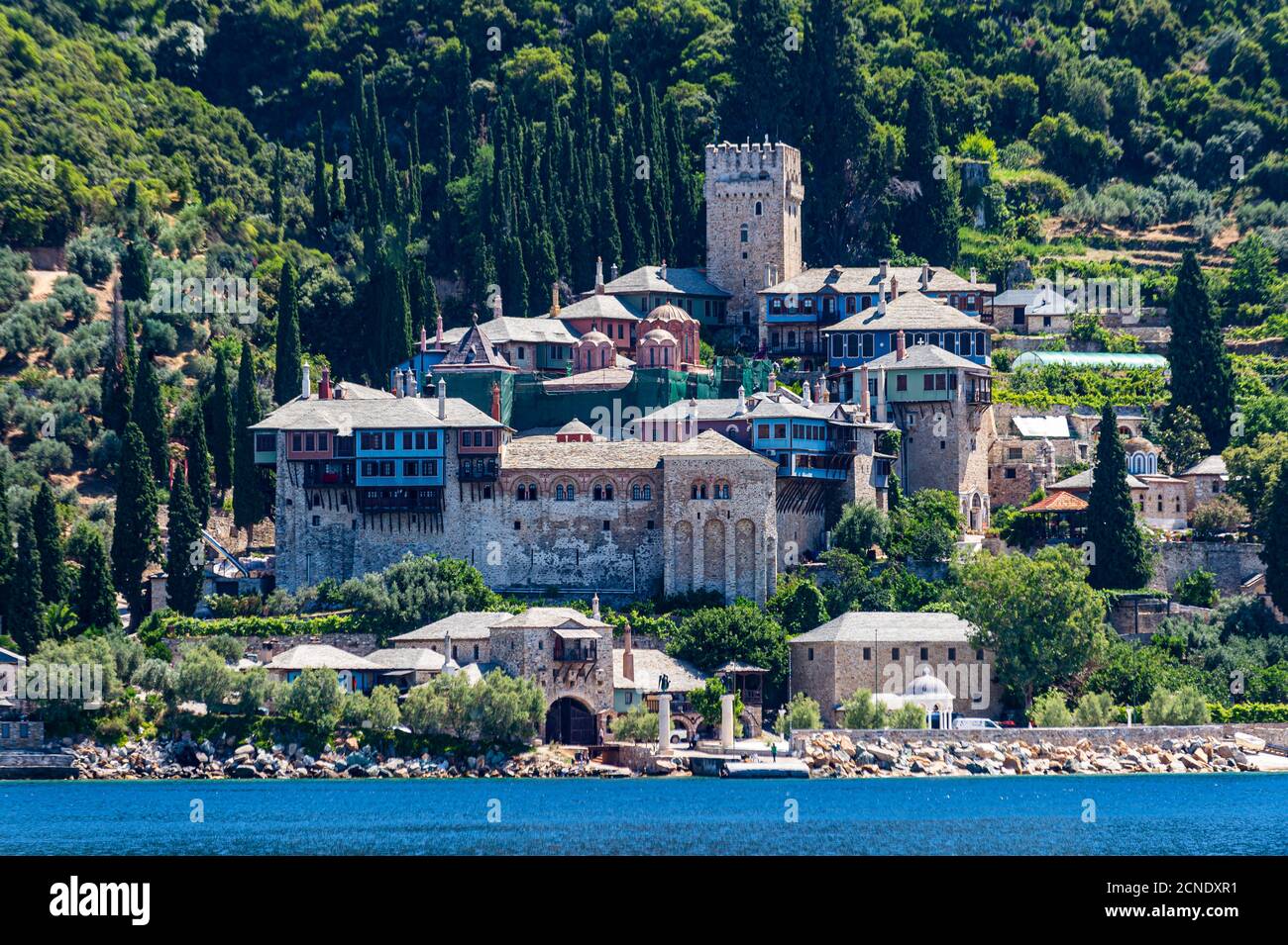 Moni Dochiariou Monastère, site classé au patrimoine mondial de l'UNESCO, Mont Athos, Macédoine centrale, Grèce, Europe Banque D'Images