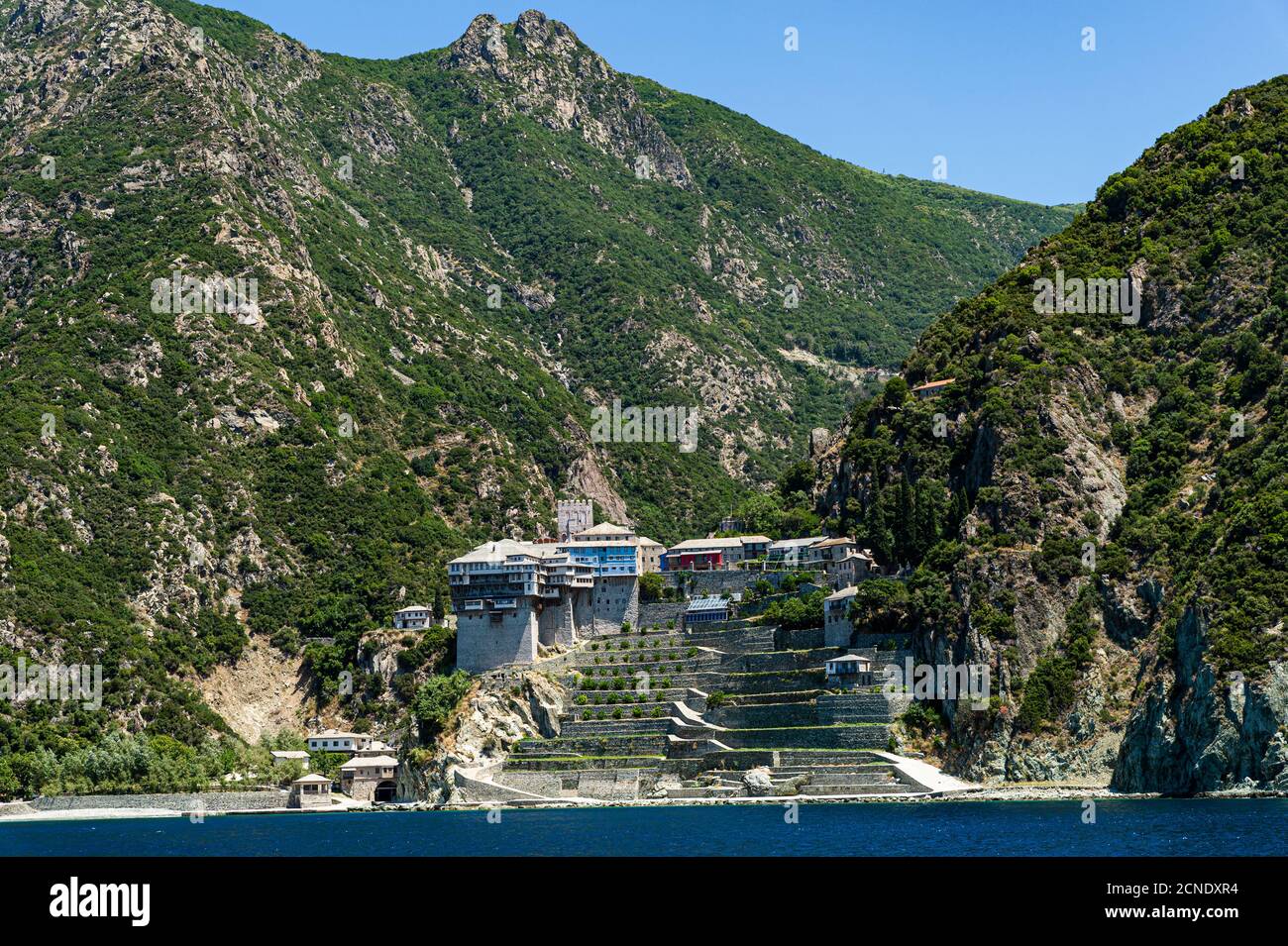 Monastère d'Agiou Pavlou, site classé au patrimoine mondial de l'UNESCO, Mont Athos, Macédoine centrale, Grèce, Europe Banque D'Images