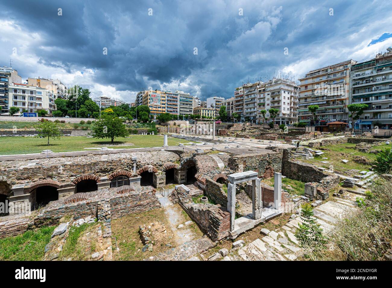 Ancienne Agora (place), site classé au patrimoine mondial de l'UNESCO, Thessalonique, Grèce, Europe Banque D'Images