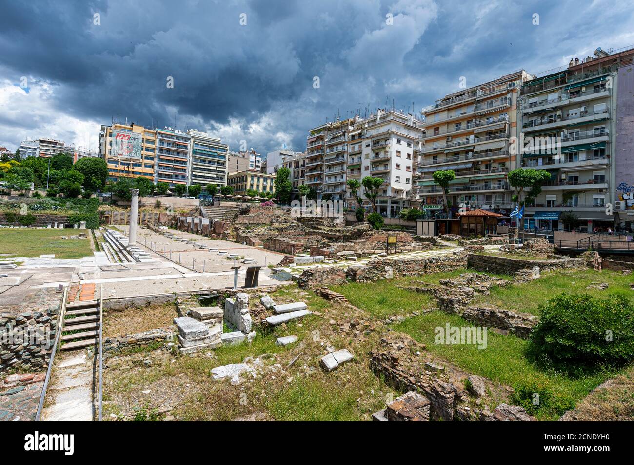 Ancienne Agora (place), site classé au patrimoine mondial de l'UNESCO, Thessalonique, Grèce, Europe Banque D'Images