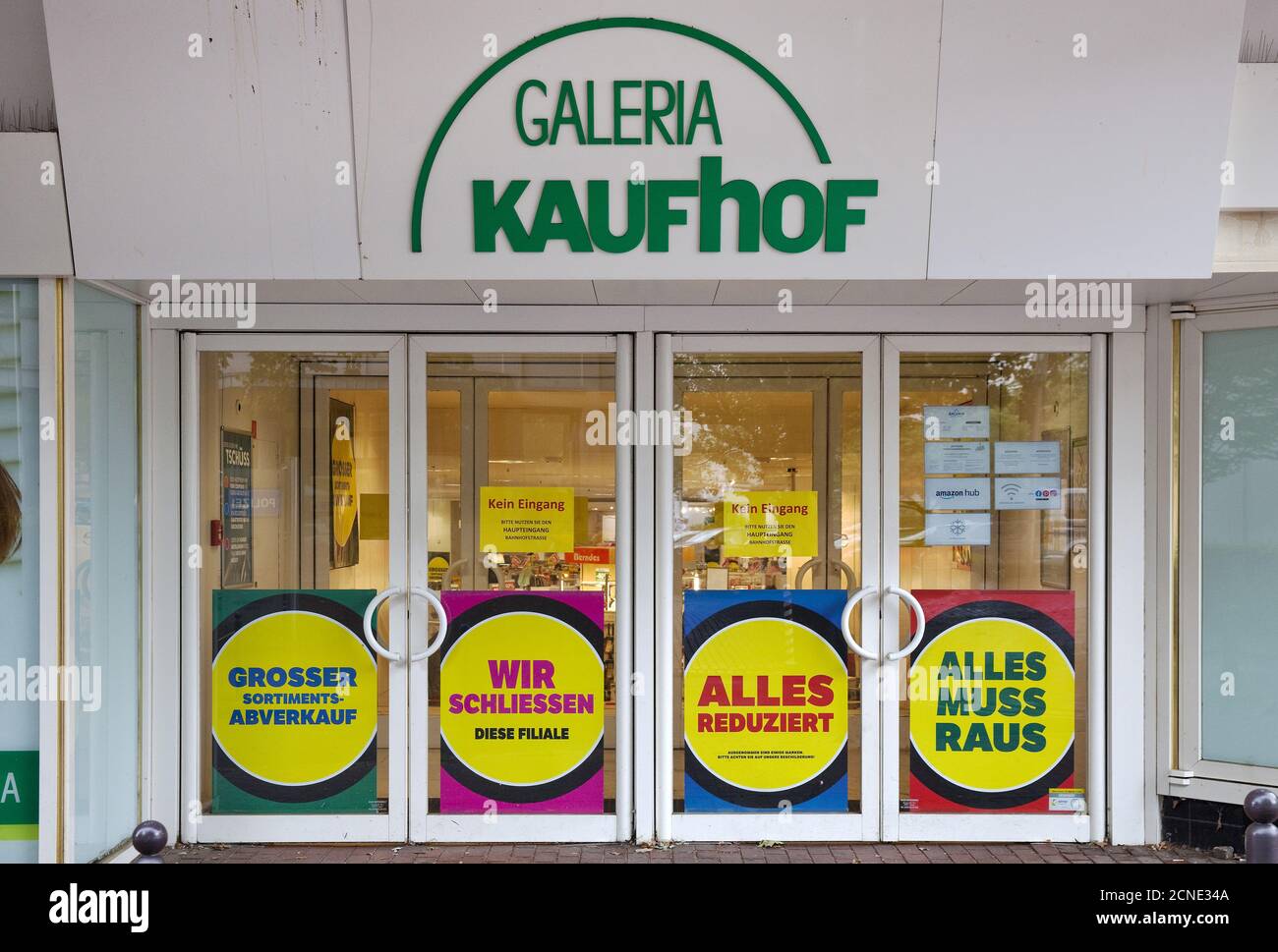 Entrée à Galeria Kaufhof, fermeture d'entreprise, insolvabilité Galeria Karstadt Kaufhof, Witten, Allemagne Banque D'Images