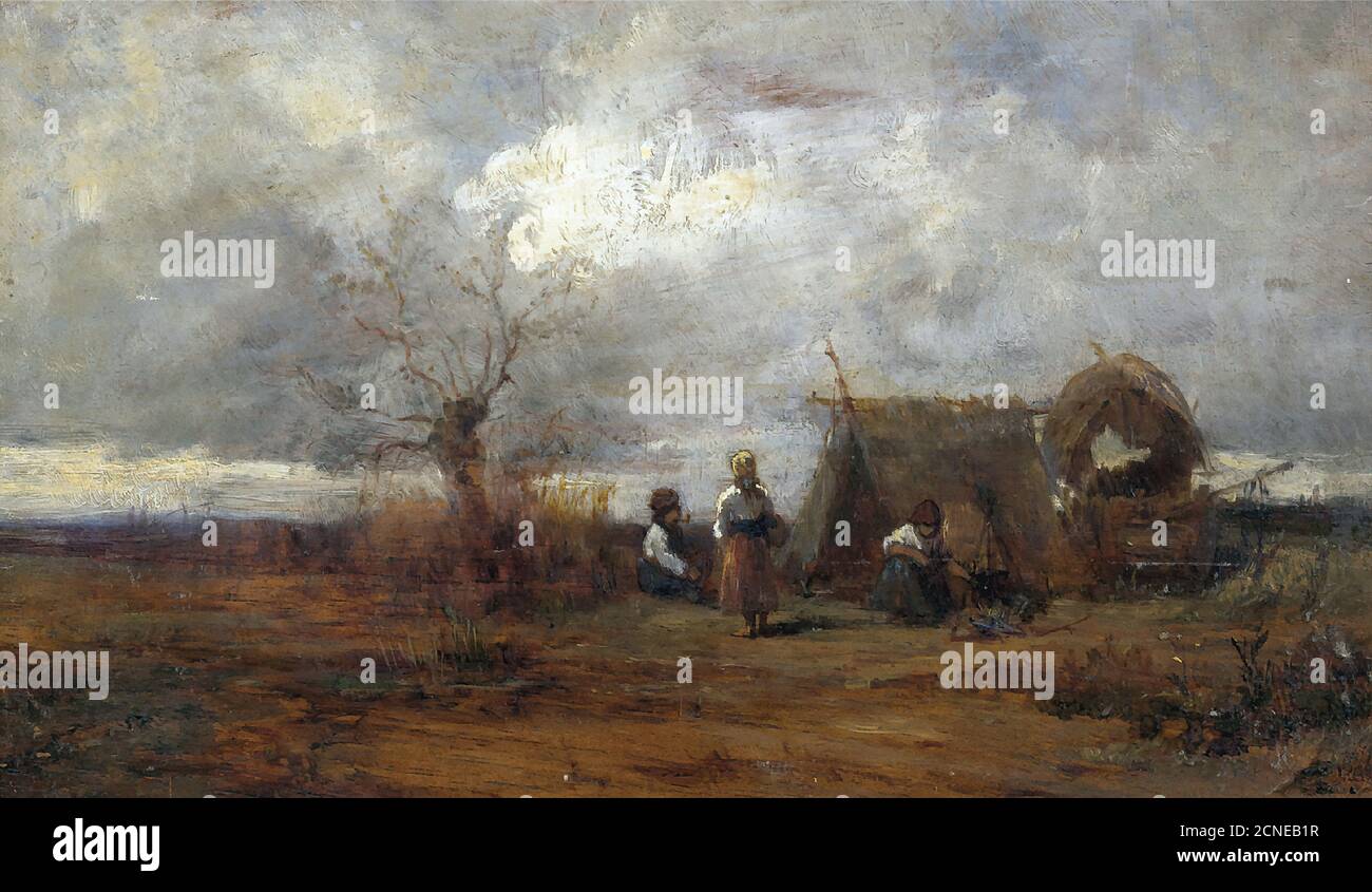 Meszoly Geza - Gypsy Camp - Ecole hongroise - 19e Siècle Banque D'Images