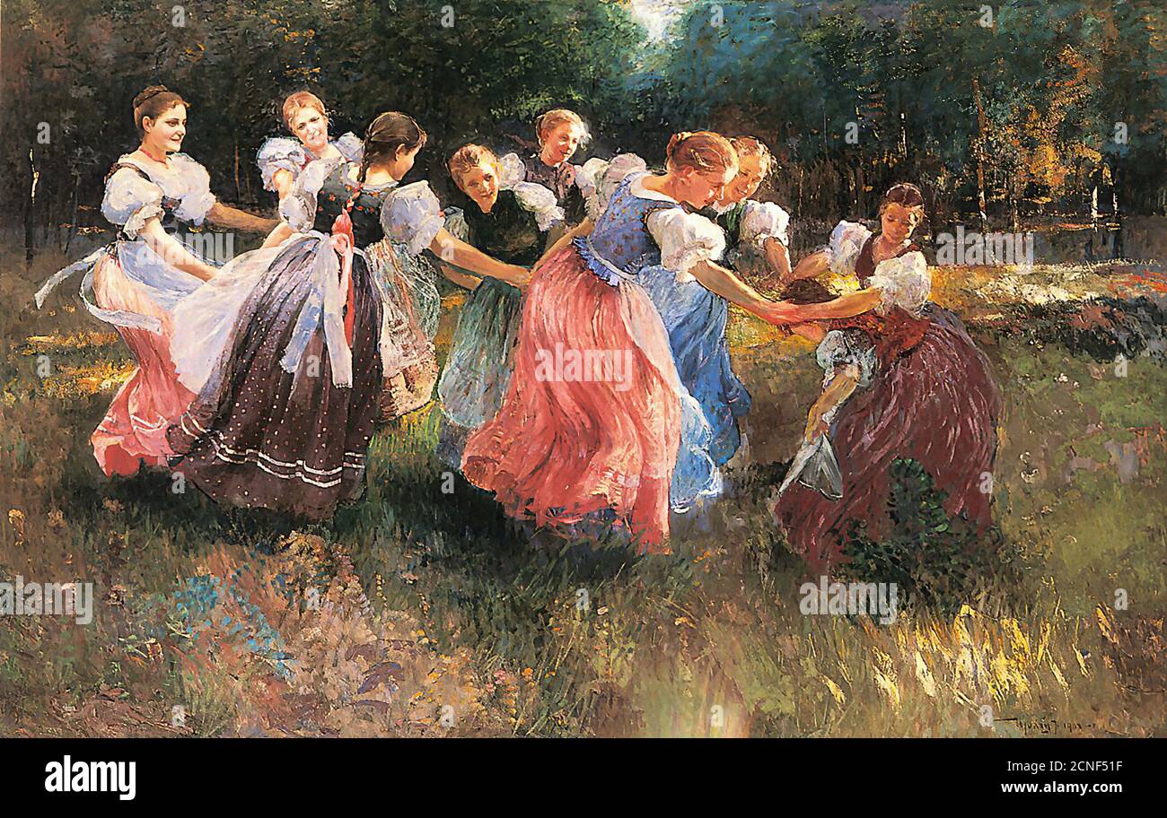 Ujvary Ignac - le Rite du printemps - Ecole hongroise - 19e siècle Banque D'Images