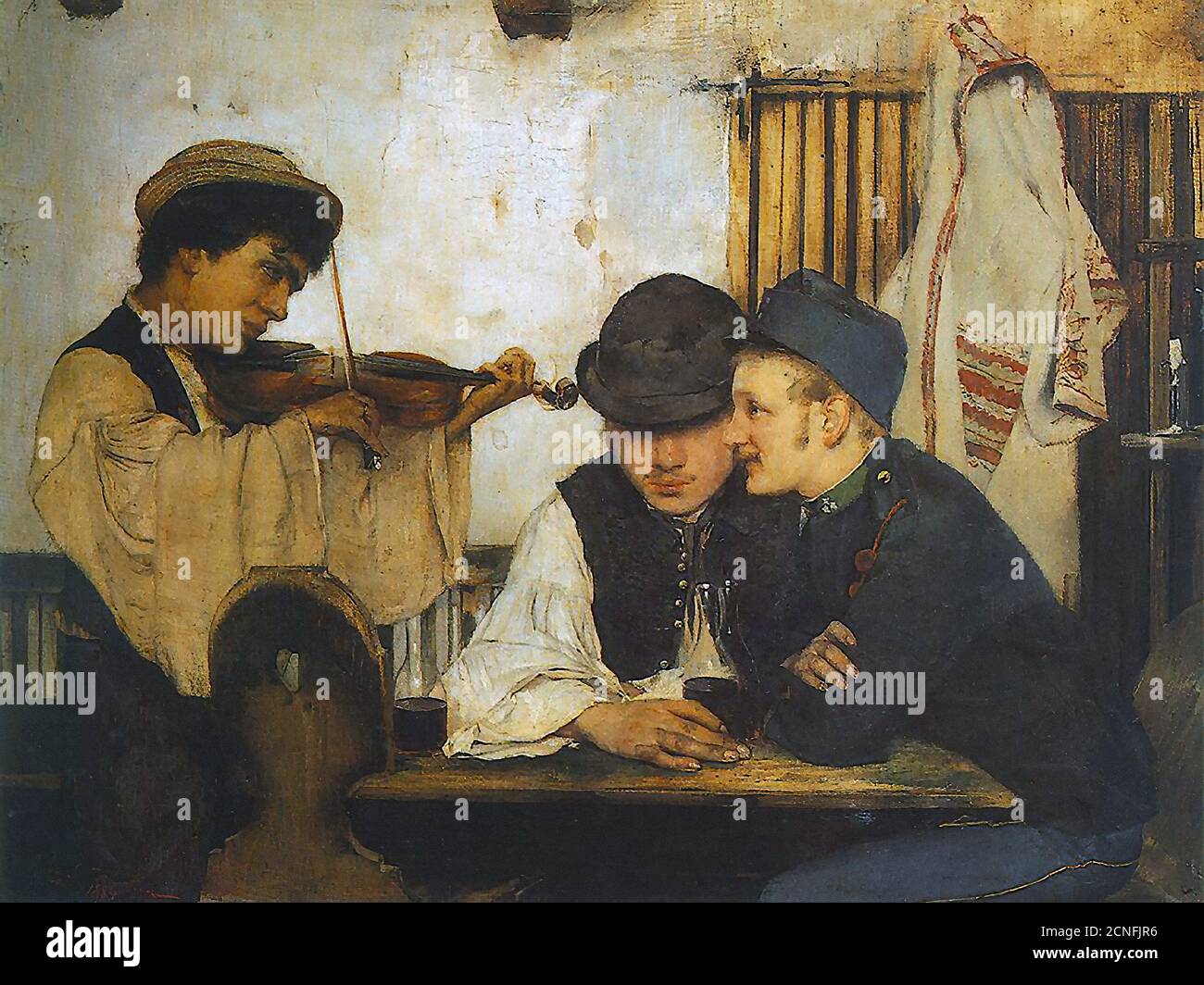 Hollósy Simon - le bon vin - Ecole hongroise - 19e siècle Banque D'Images