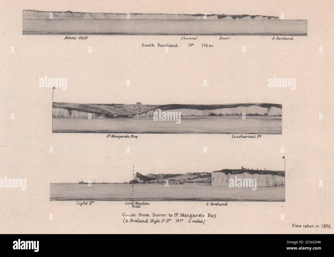 Profil de la côte de Douvres à St. Margarets Bay. Foreland du Sud. Kent. AMIRAUTÉ 1943 Banque D'Images