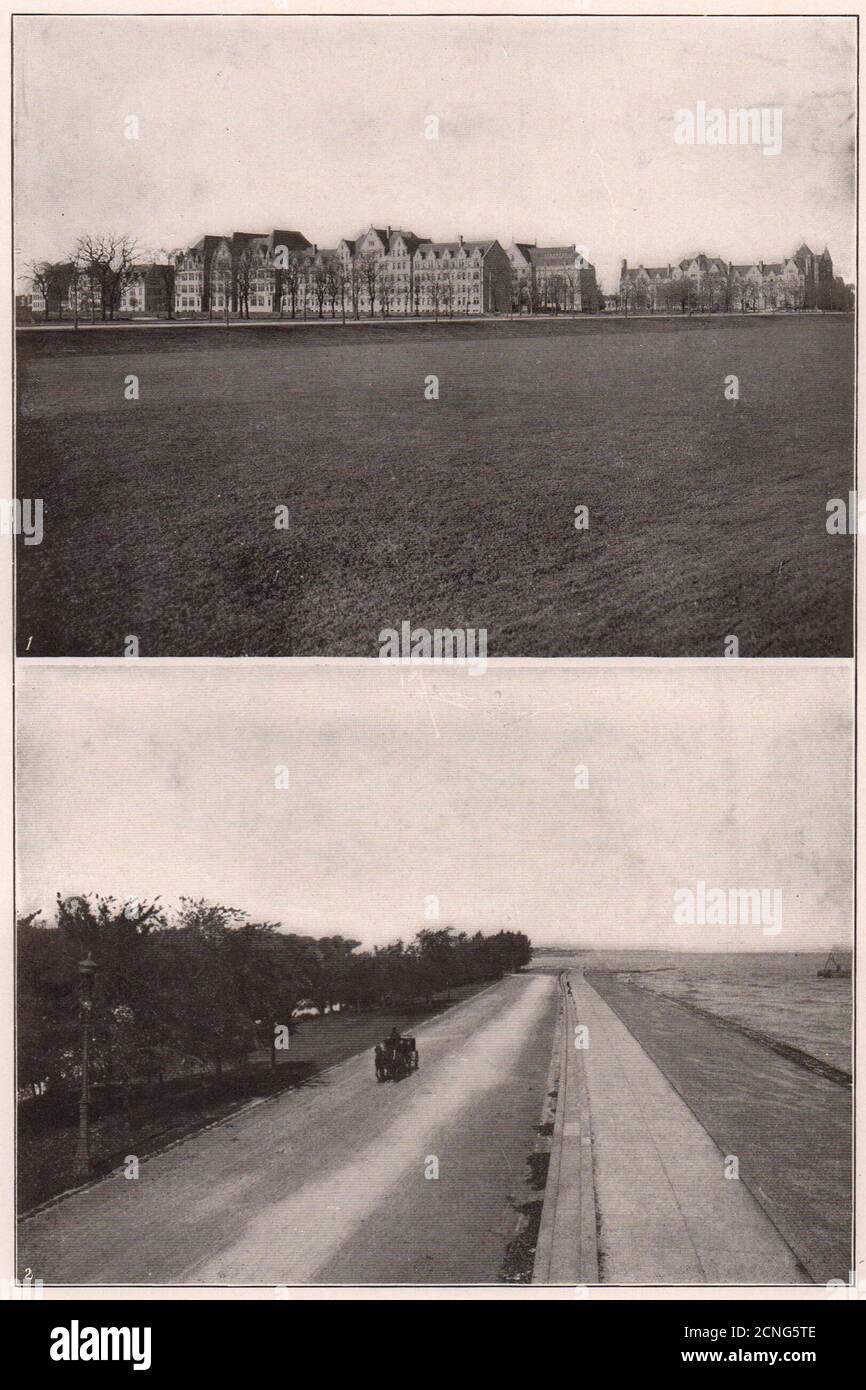 Bâtiments de l'Université de Chicago. Lake Drive, Lincoln Park. Imprimé Illinois 1903 Banque D'Images