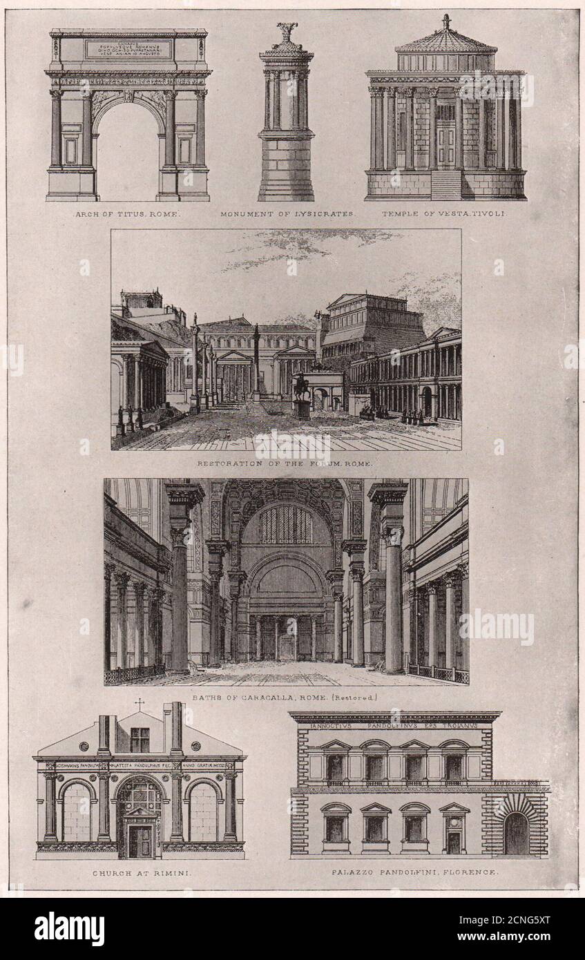 Titus Arch Rome Vesta Tivoli Forum Caracalla Bath Palazzo Rimini Pandolfini 1903 Banque D'Images