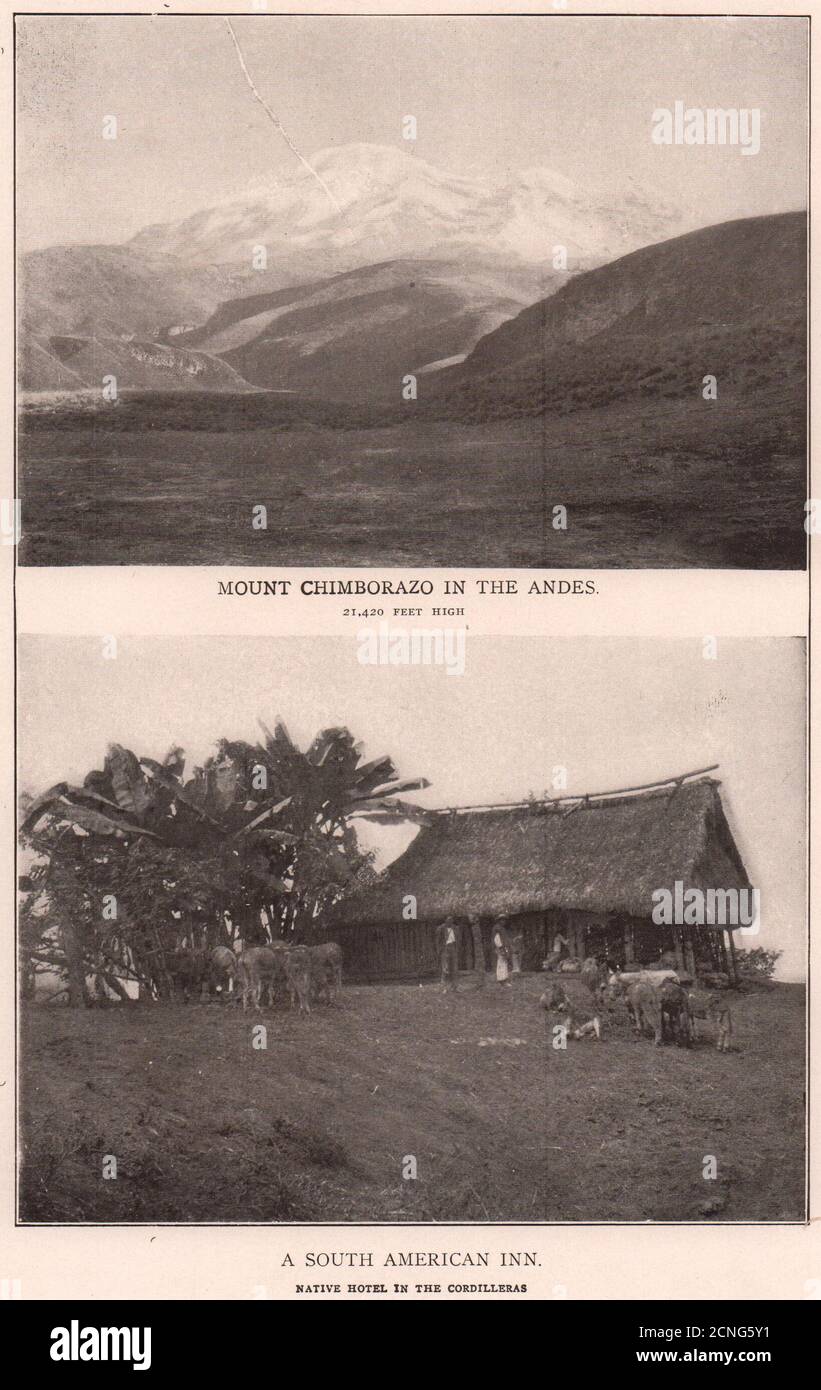 Andes. Mont Chimborazo. Auberge sud-américaine dans la Cordillère. Équateur 1903 Banque D'Images