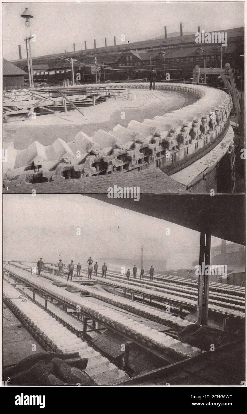 Machine à mouler circulaire en fer. Machine à mouler en ligne droite 1904 Banque D'Images