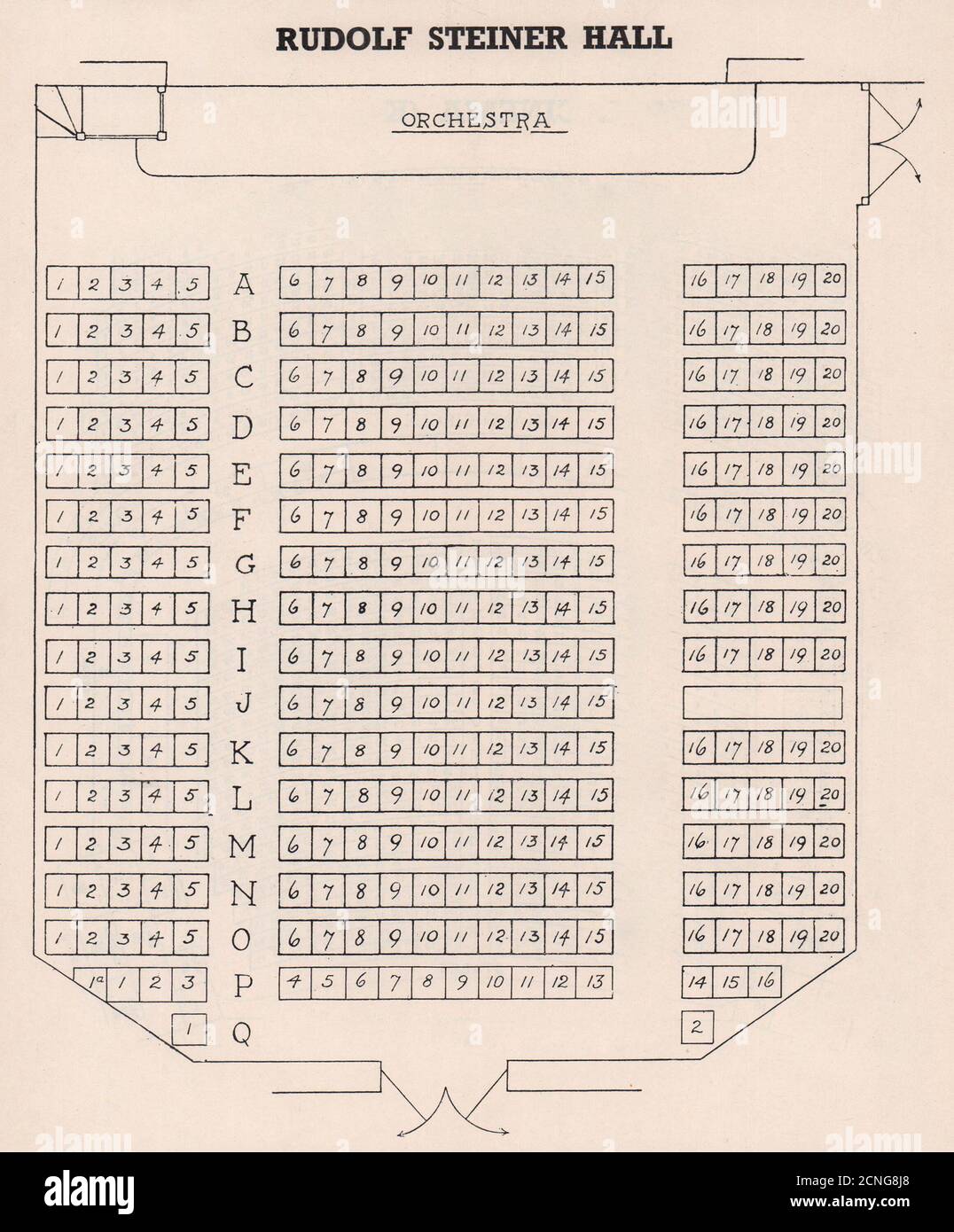 RUDOLF STEINER HALL/THEATRE, plan de sièges vintage. Park Road, Marylebone 1937 Banque D'Images