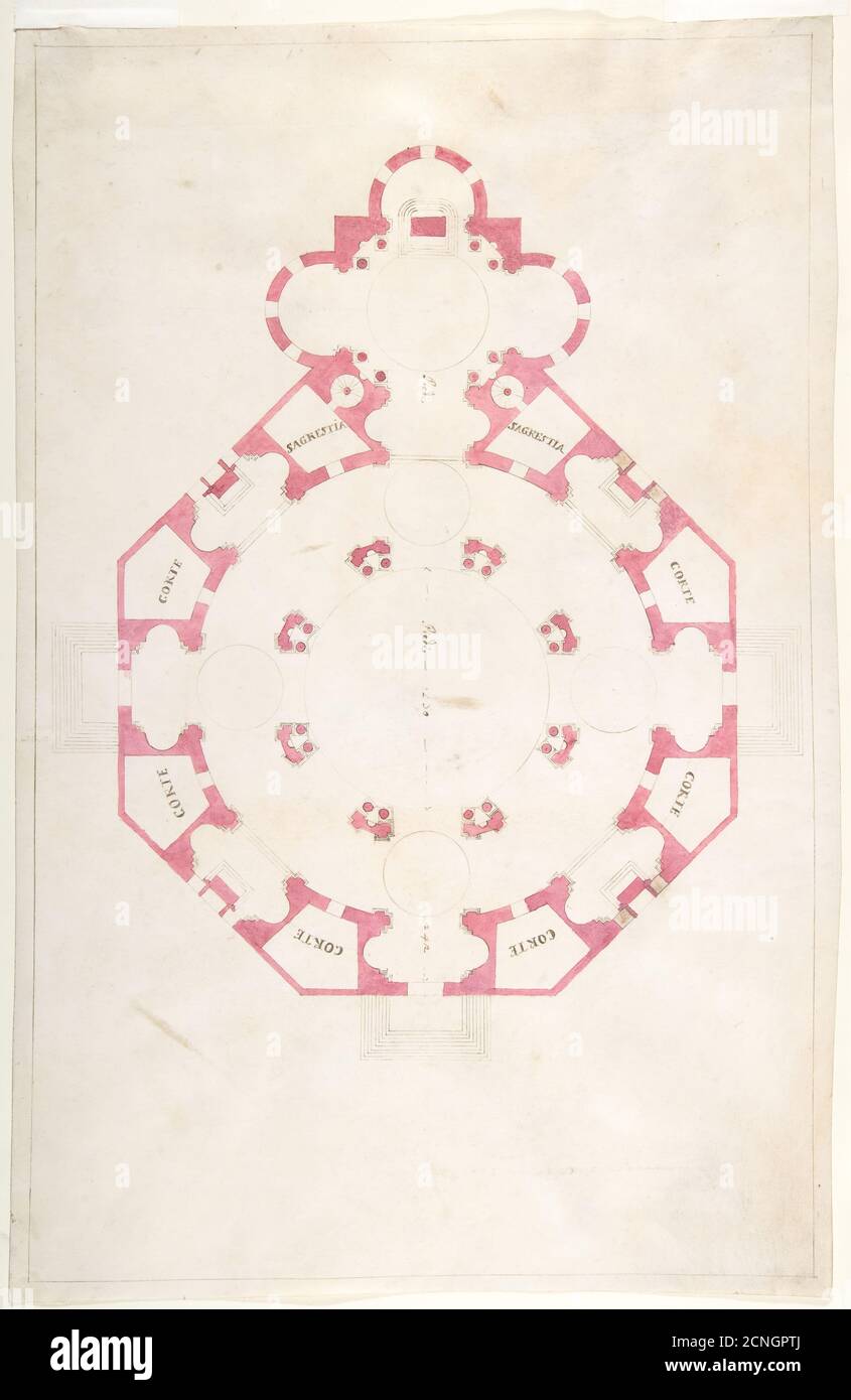 Conception d'une église avec un plan octogonal central, 1570-1620. Banque D'Images