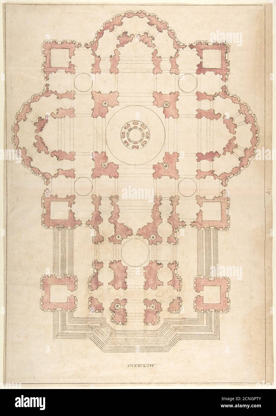 Plan de Bramante pour Saint-Pierre, XVIe-XVIIe siècle. Banque D'Images