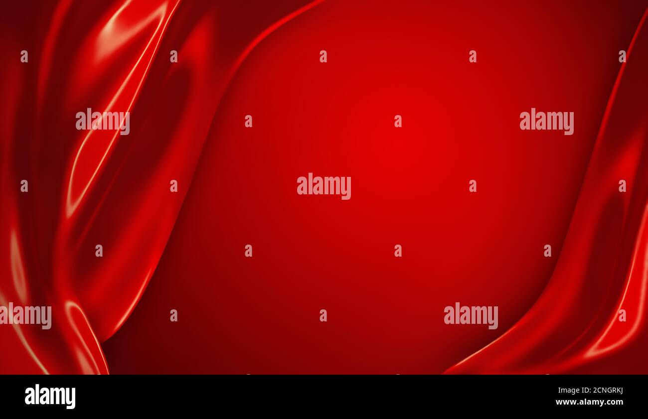 arrière-plan rouge avec des vagues de soie rouges Banque D'Images
