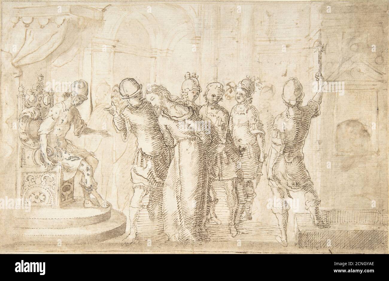 Le Christ a apporté devant Pontius Pilate, XVIIe siècle. Banque D'Images
